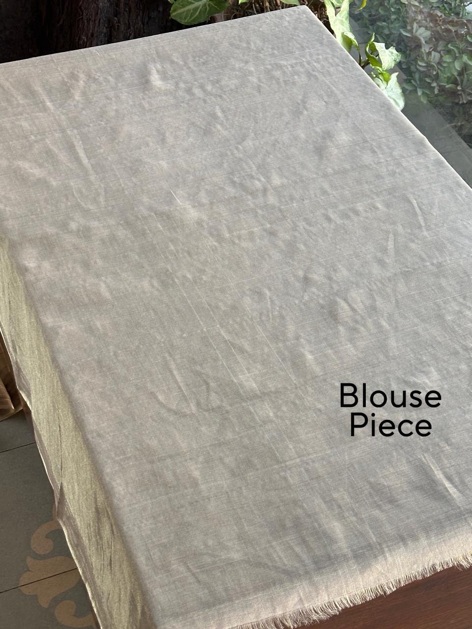 Ivory Beige Handloom Silk Woven Saree with Intricate Border Detailing