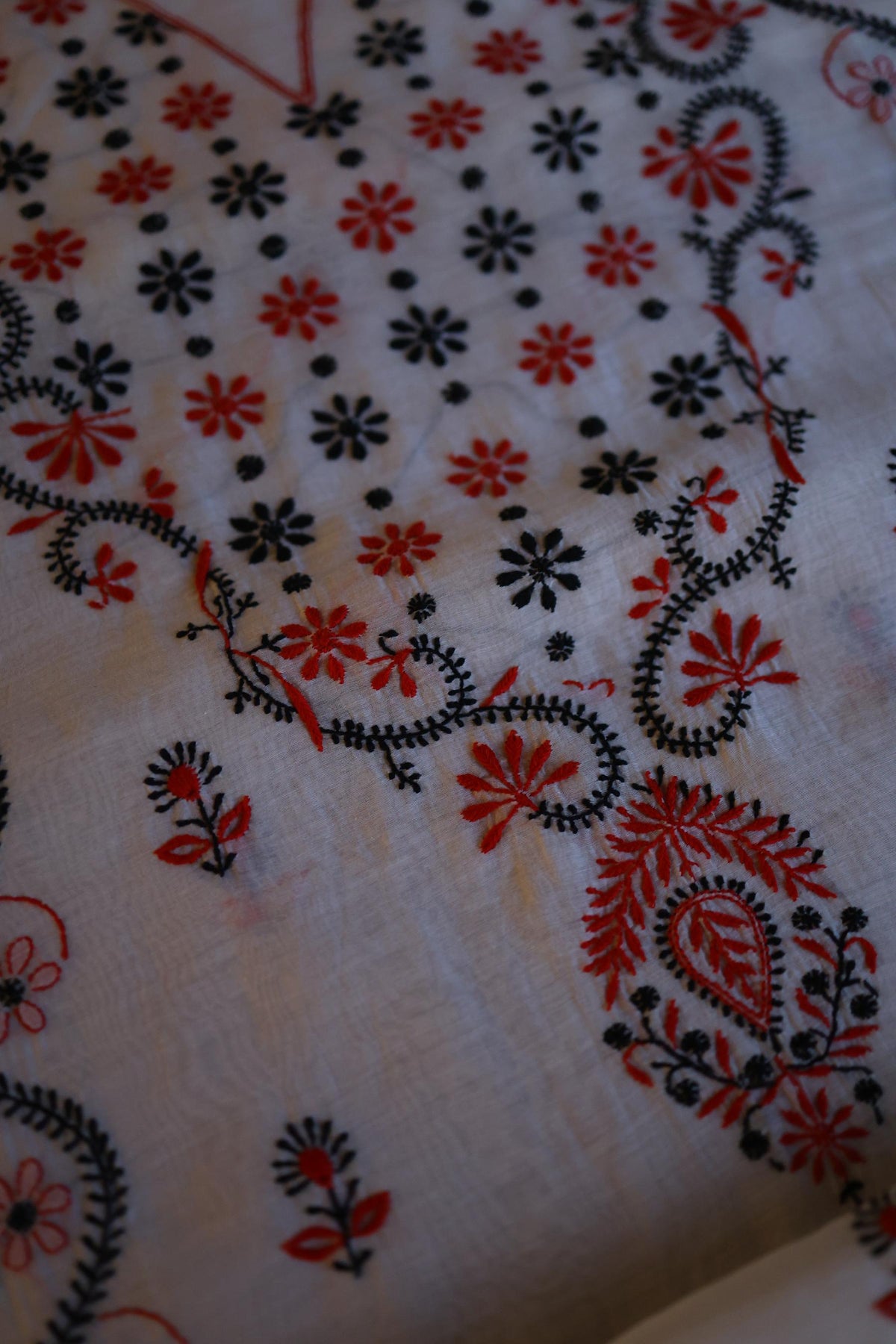 Ivory Mul Chanderi Silk Kalamkari Unstitched Kurta Dupatta Set