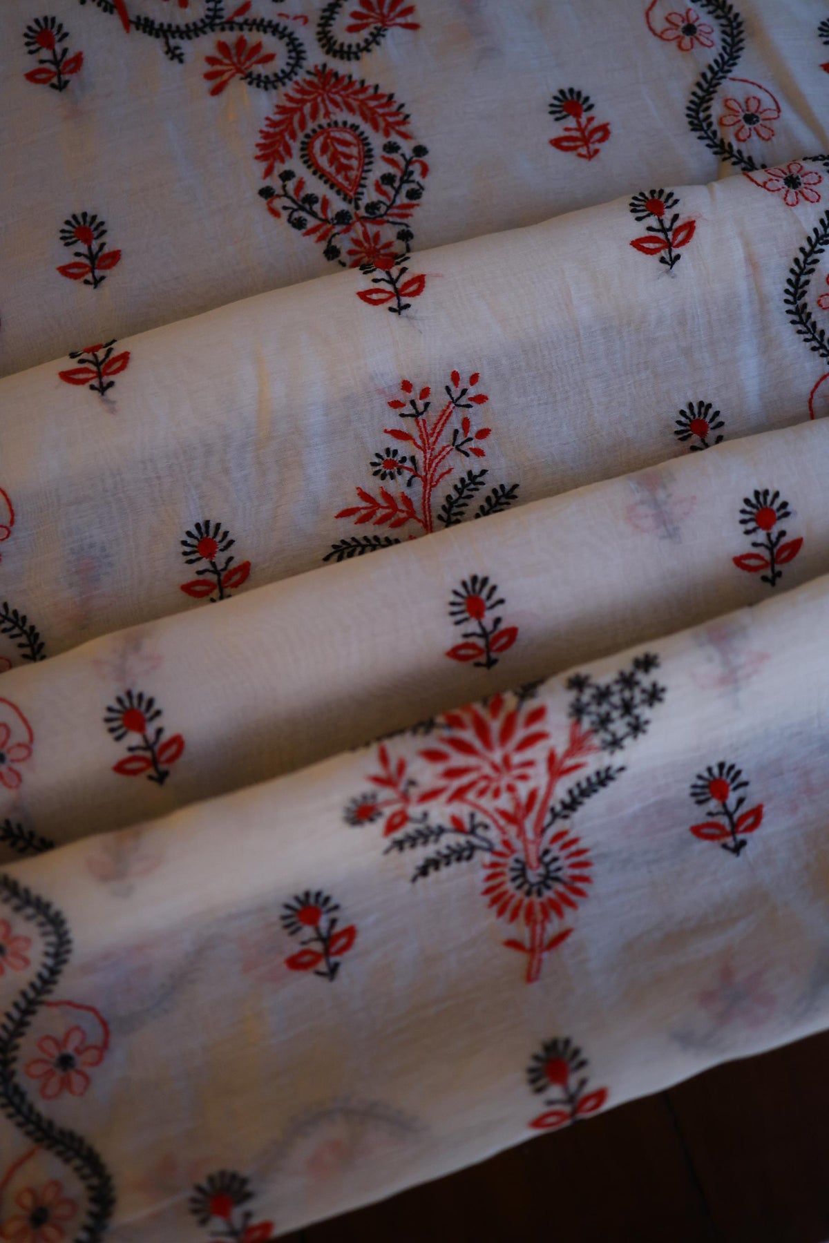 Ivory Mul Chanderi Silk Kalamkari Unstitched Kurta Dupatta Set