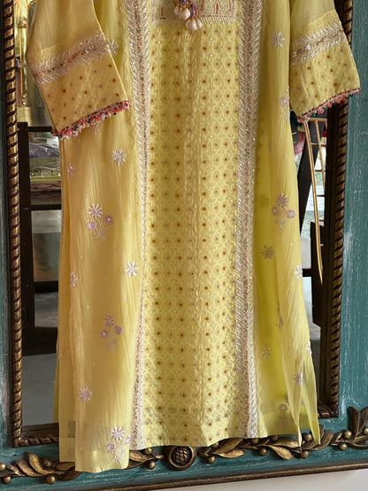 Jacquard Sequins Chikankari Kurta Set