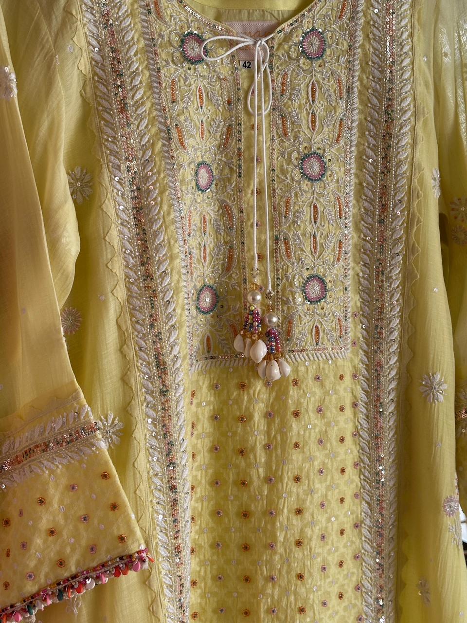 Jacquard Sequins Chikankari Kurta Set