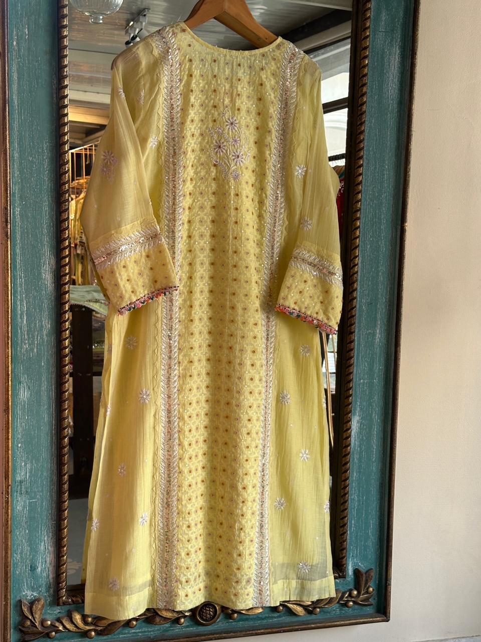 Jacquard Sequins Chikankari Kurta Set