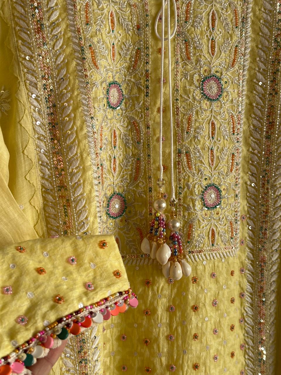 Jacquard Sequins Chikankari Kurta Set