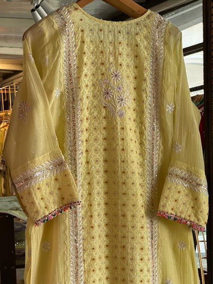 Jacquard Sequins Chikankari Kurta Set
