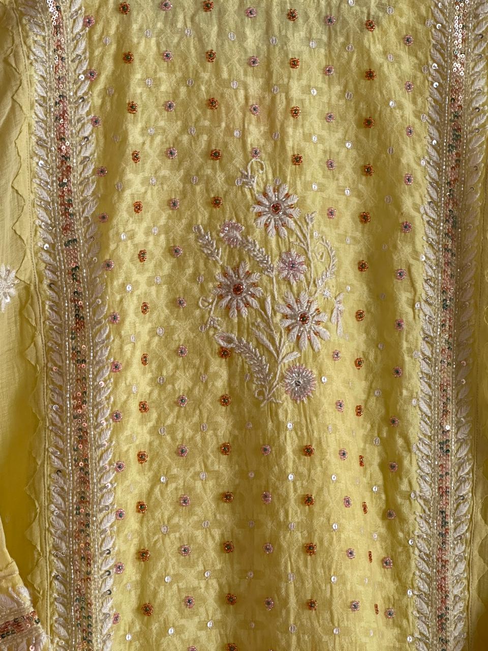 Jacquard Sequins Chikankari Kurta Set