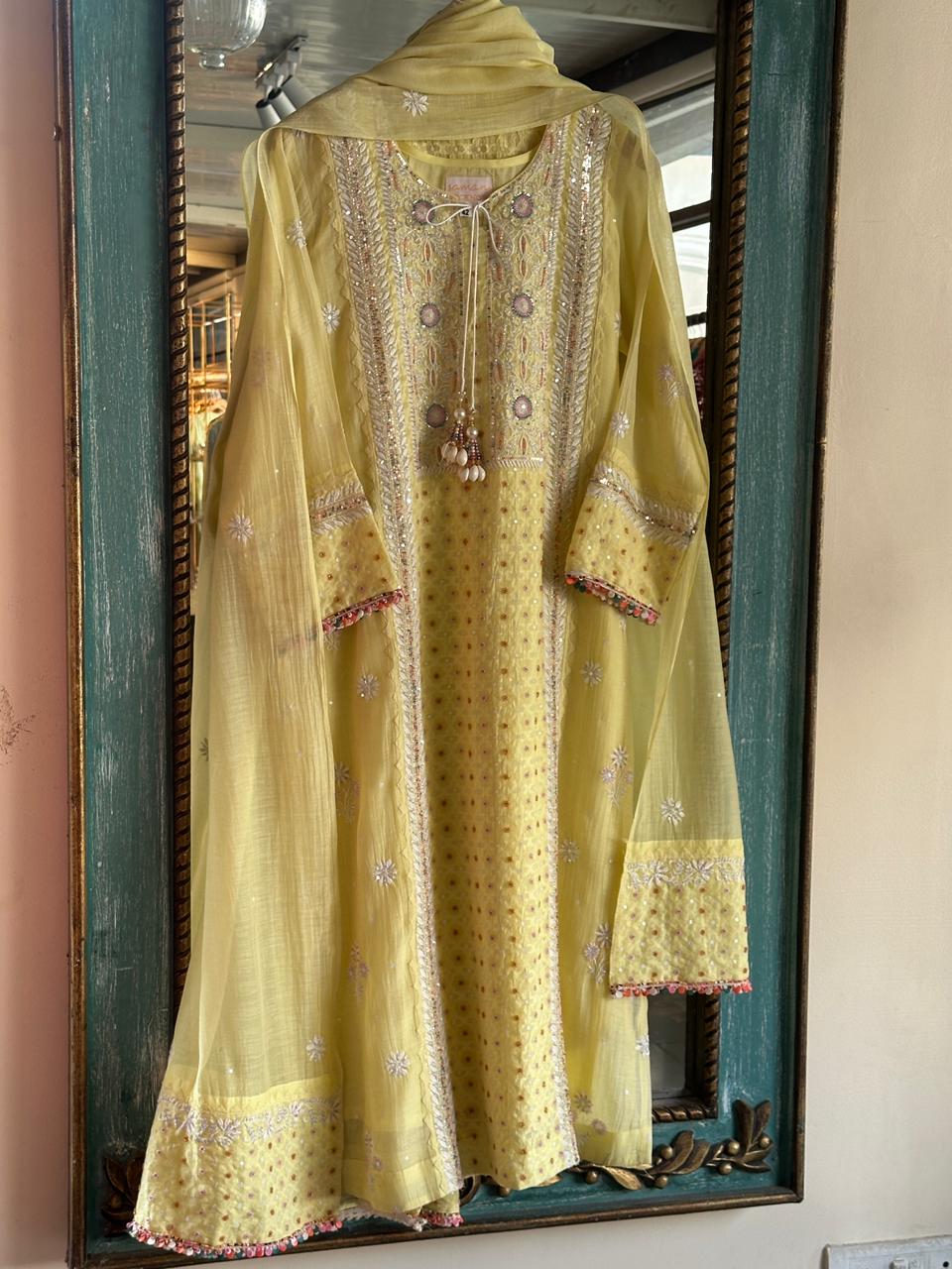 Jacquard Sequins Chikankari Kurta Set