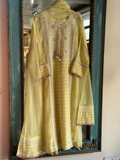 Jacquard Sequins Chikankari Kurta Set