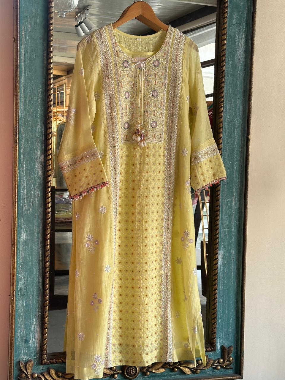 Jacquard Sequins Chikankari Kurta Set