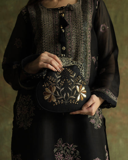 Jet Black | Vintage Ari Mukaish Sling Bags
