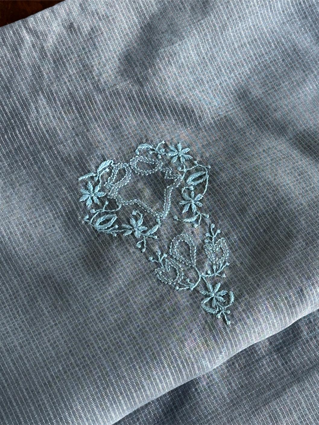 Jet Grey Shade Kota Chikankari Unstitched Fabrics