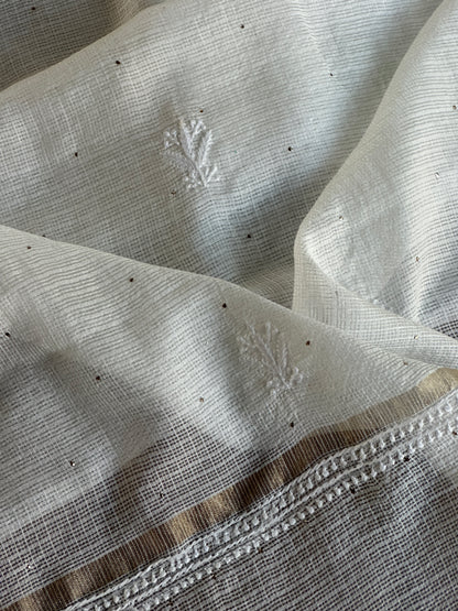 Kota Chikankari Mukaish Kamdani Dupatta With Tissue Border