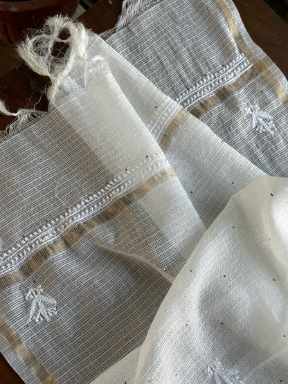 Kota Chikankari Mukaish Kamdani Dupatta With Tissue Border