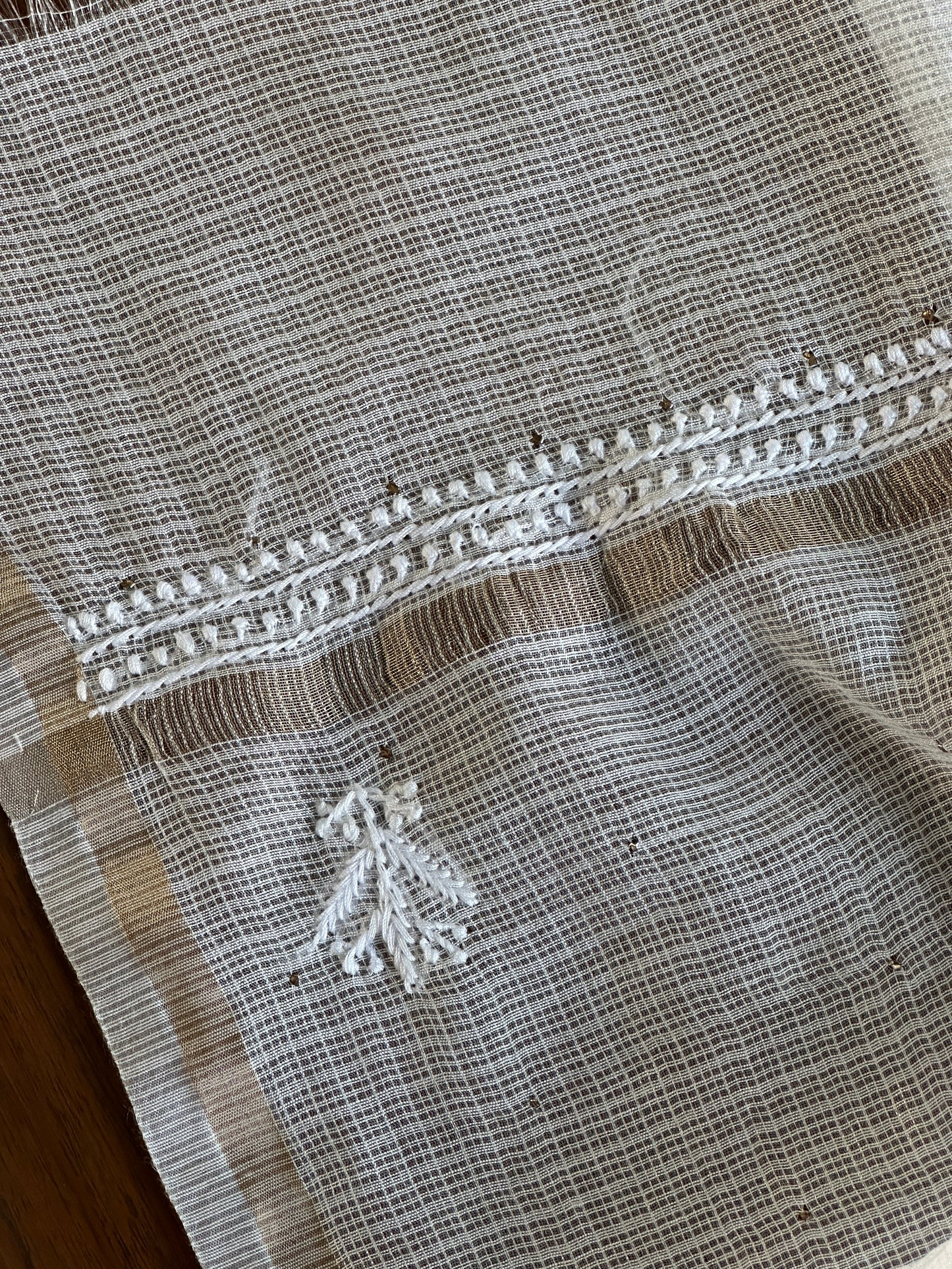 Kota Chikankari Mukaish Kamdani Dupatta With Tissue Border