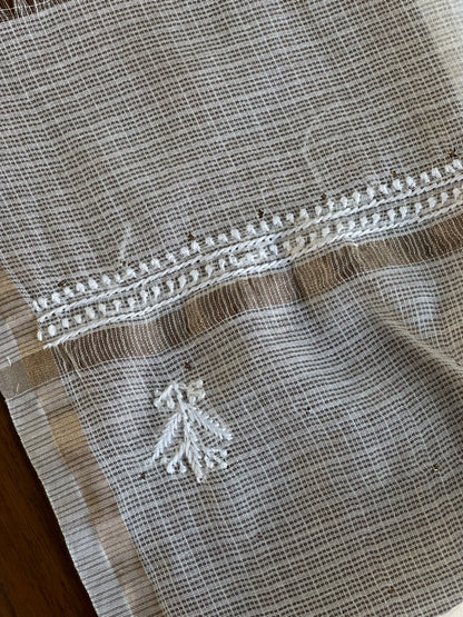 Kota Chikankari Mukaish Kamdani Dupatta With Tissue Border