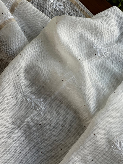 Kota Chikankari Mukaish Kamdani Dupatta With Tissue Border