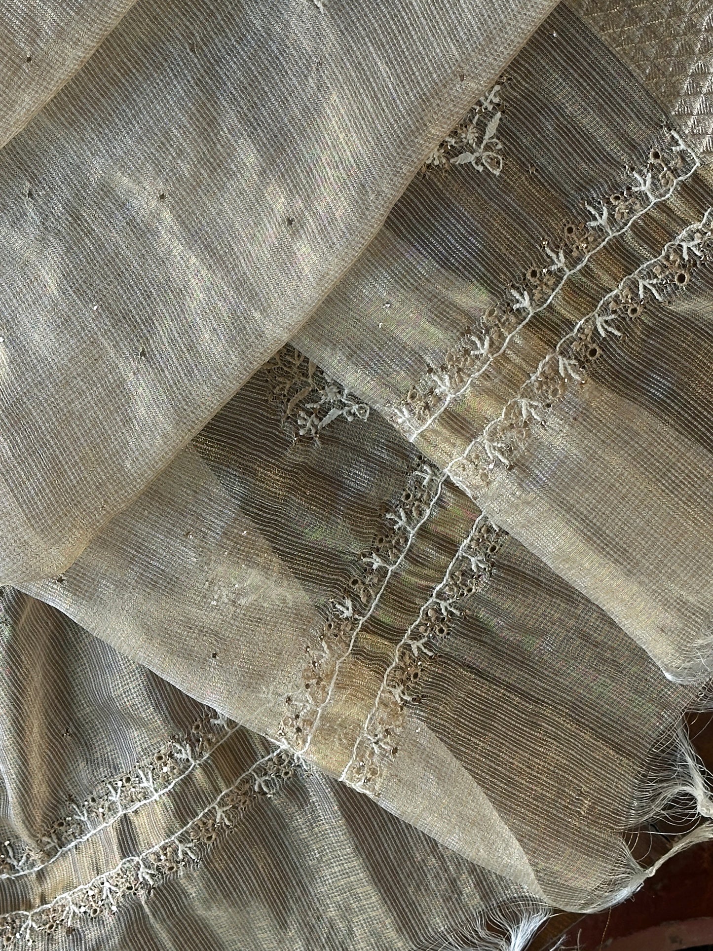 Kota Chikankari & Mukaish Kamdani Dupatta With Tissue Border
