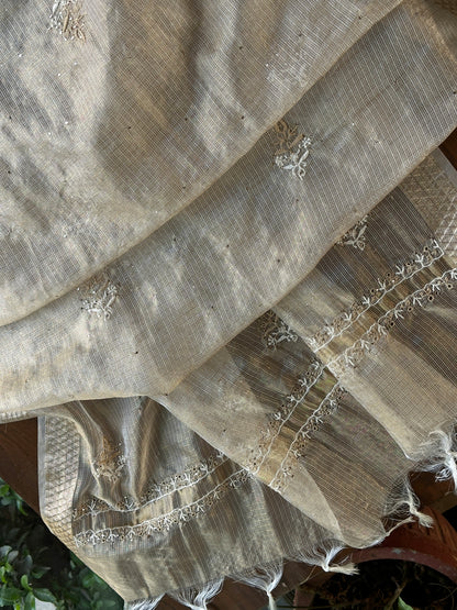 Kota Chikankari & Mukaish Kamdani Dupatta With Tissue Border