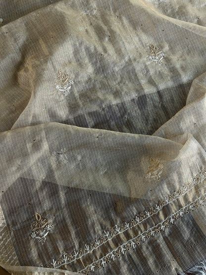 Kota Chikankari & Mukaish Kamdani Dupatta With Tissue Border