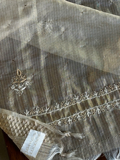 Kota Chikankari & Mukaish Kamdani Dupatta With Tissue Border