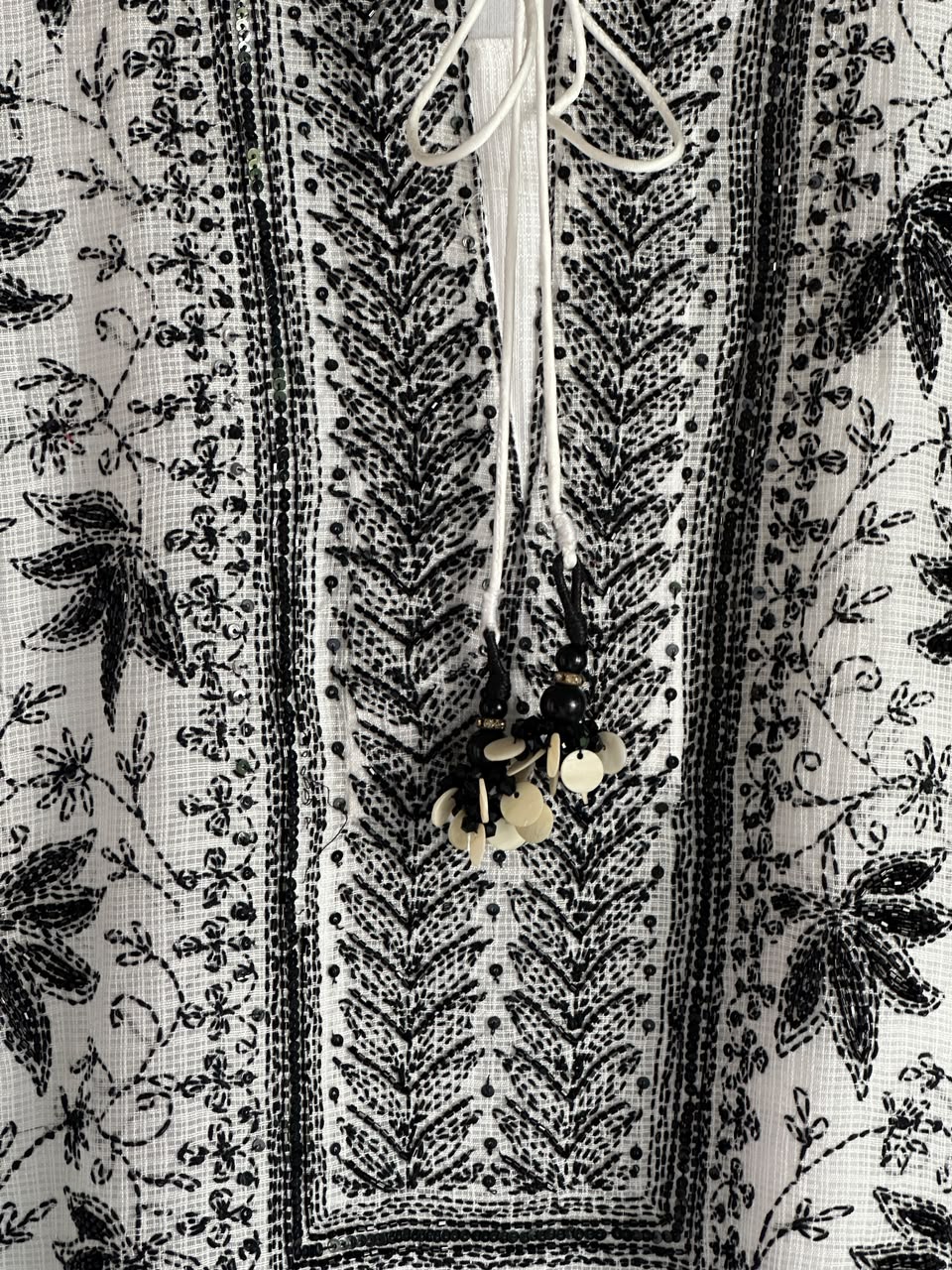 Kota Monochrome Sequins Work Chikankari Kurta Dupatta Set