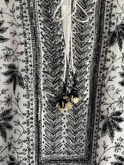 Kota Monochrome Sequins Work Chikankari Kurta Dupatta Set