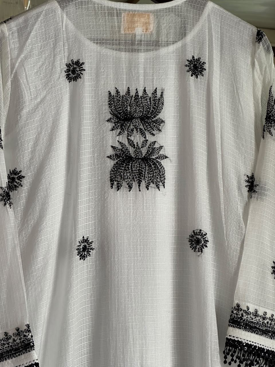 Kota Monochrome Sequins Work Chikankari Kurta Dupatta Set