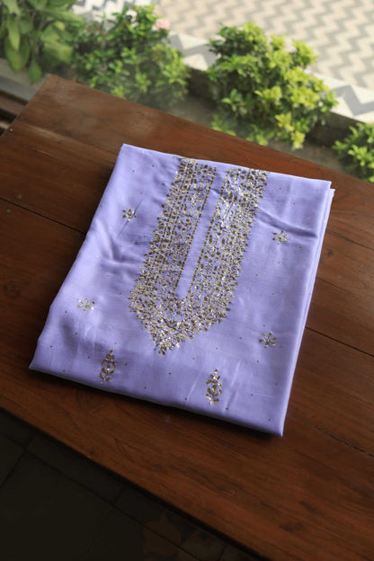 Lavender Chanderi Mukaish Badla Unstitched Chikankari Unisex Kurtas