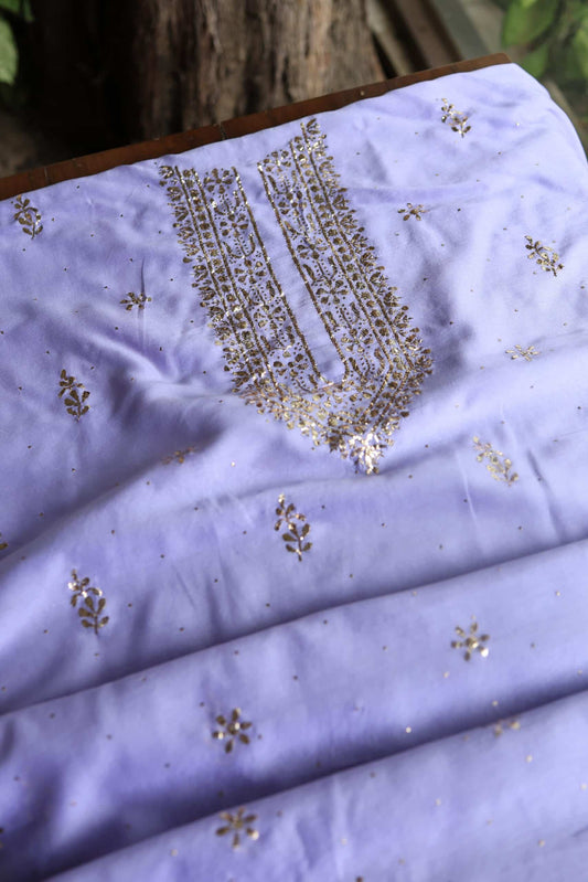 Lavender Chanderi Mukaish Badla Unstitched Chikankari Unisex Kurtas