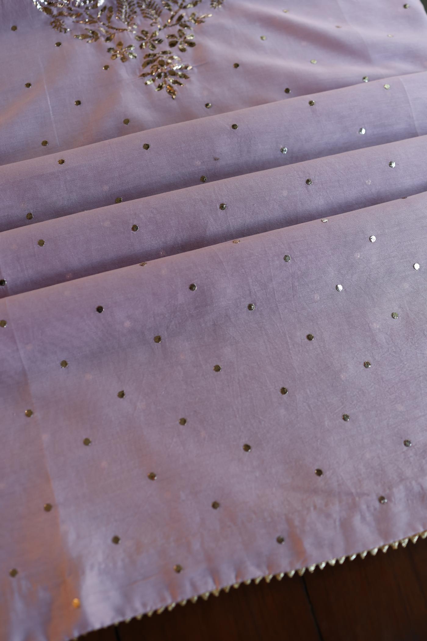 Lavender Chanderi Silk Mukaish Badla Unstitched Fabric