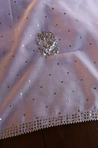 Lavender Chanderi Silk Mukaish Badla Unstitched Fabric