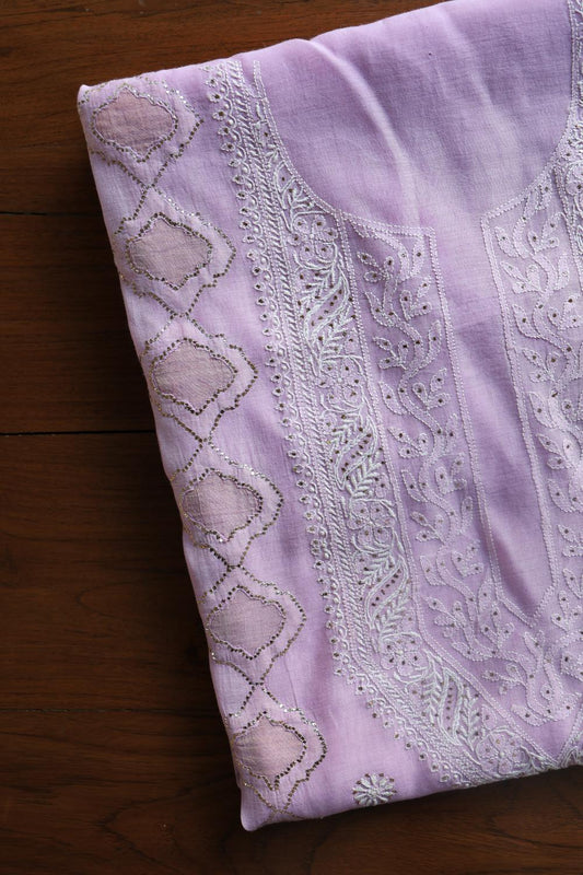 Lavender Daraz Chikankari Kurta Fabrics