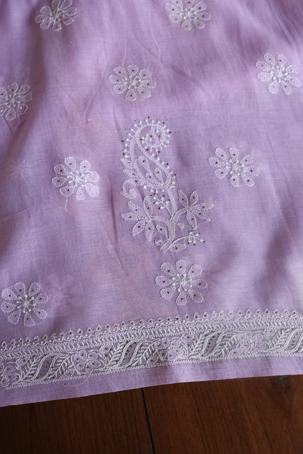 Lavender Daraz Chikankari Kurta Fabrics