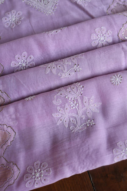 Lavender Daraz Chikankari Kurta Fabrics