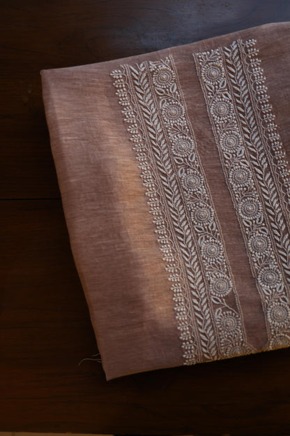 Lavender Linen Chikankari Unstitched Men's Kurta Fabric
