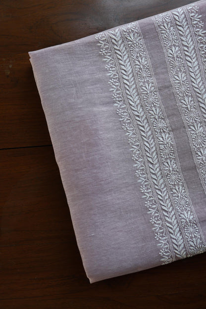 Lavender Linen Chikankari Unstitched Men's Kurtas Fabric