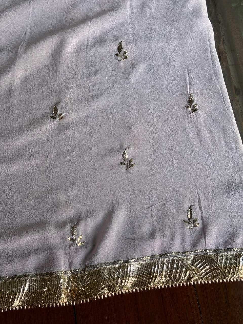 Lavender Mukaish Badla Pure Georgette Kurta Set