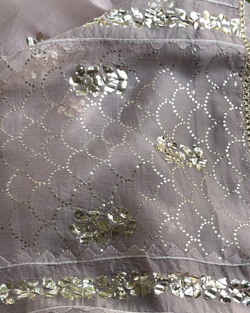 Lavender Noor Organza Applique Kurta Set