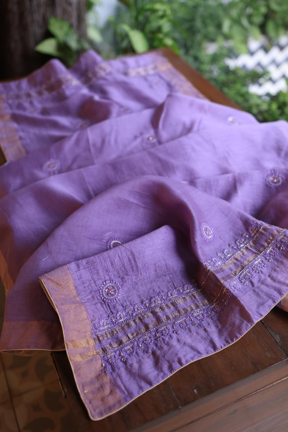Lavender Purple Rasm Chanderi Highlights Fabrics