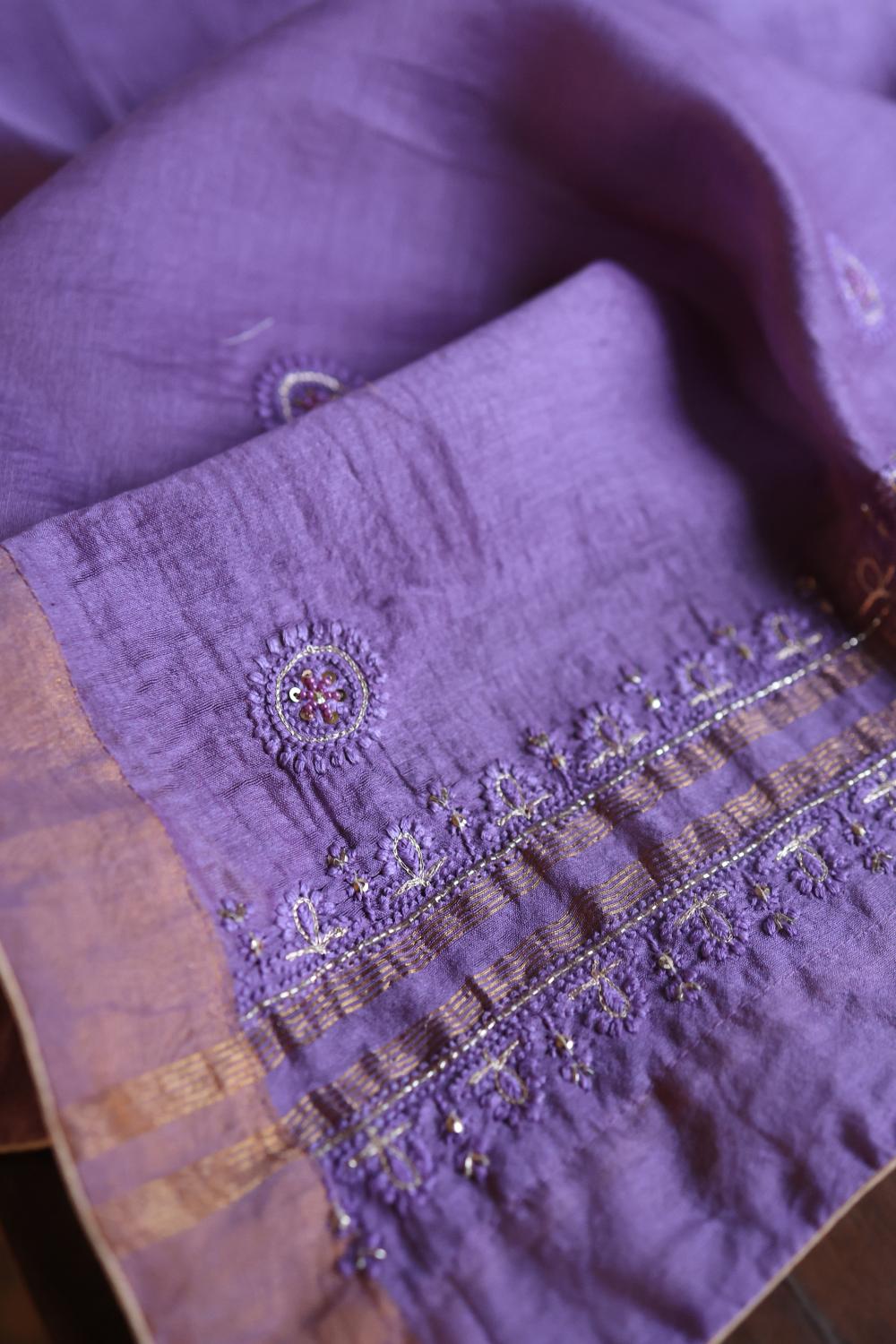 Lavender Purple Rasm Chanderi Highlights Fabrics