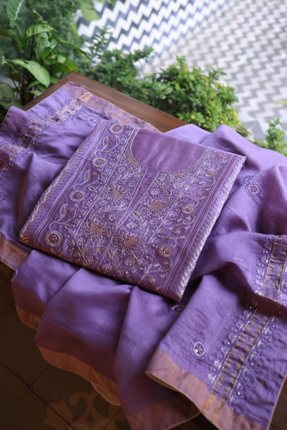 Lavender Purple Rasm Chanderi Highlights Fabrics