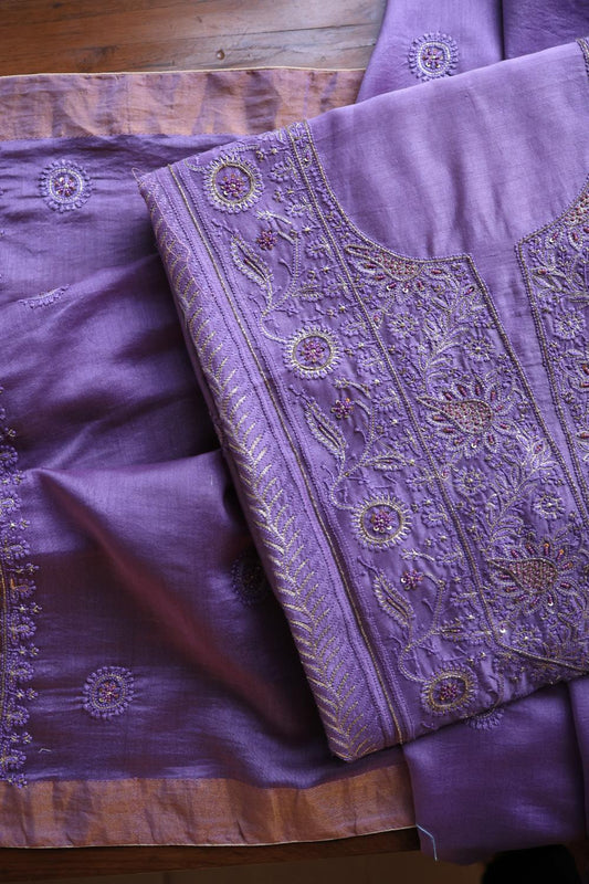 Lavender Purple Rasm Chanderi Highlights Fabrics