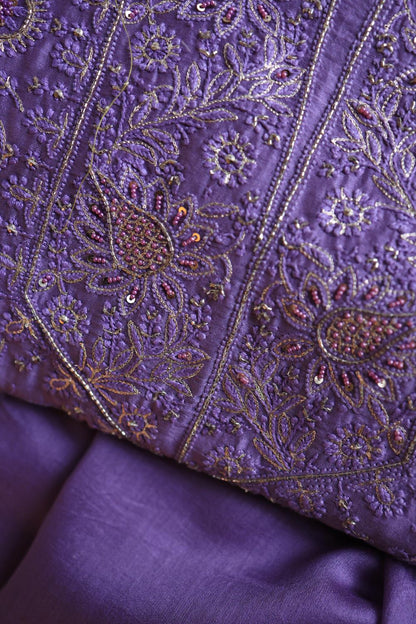 Lavender Purple Rasm Chanderi Highlights Fabrics