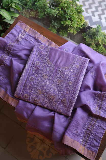 Lavender Purple Rasm Chanderi Highlights Fabrics