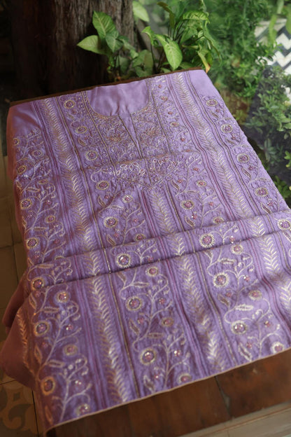 Lavender Purple Rasm Chanderi Highlights Fabrics