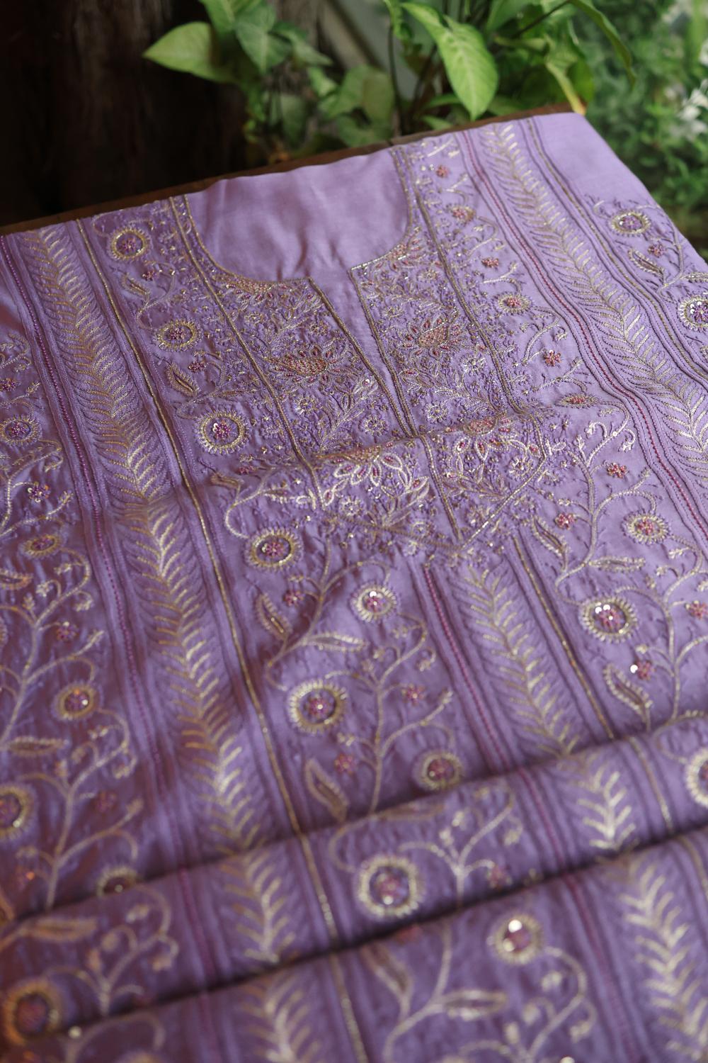 Lavender Purple Rasm Chanderi Highlights Fabrics