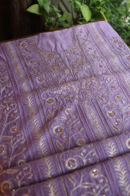 Lavender Purple Rasm Chanderi Highlights Fabrics