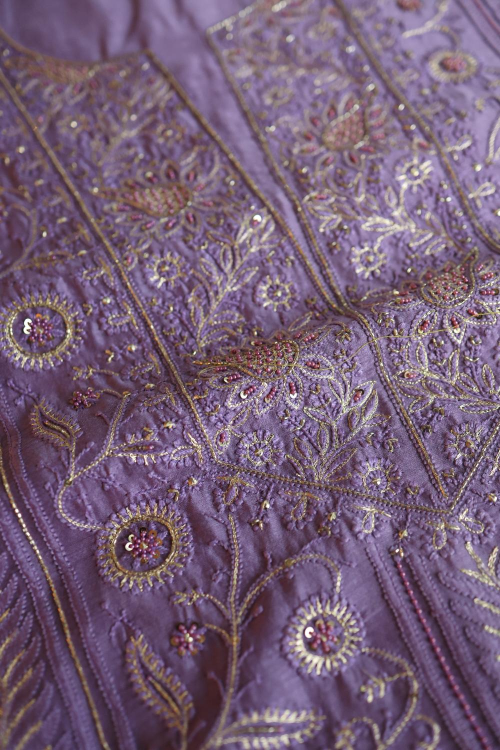 Lavender Purple Rasm Chanderi Highlights Fabrics