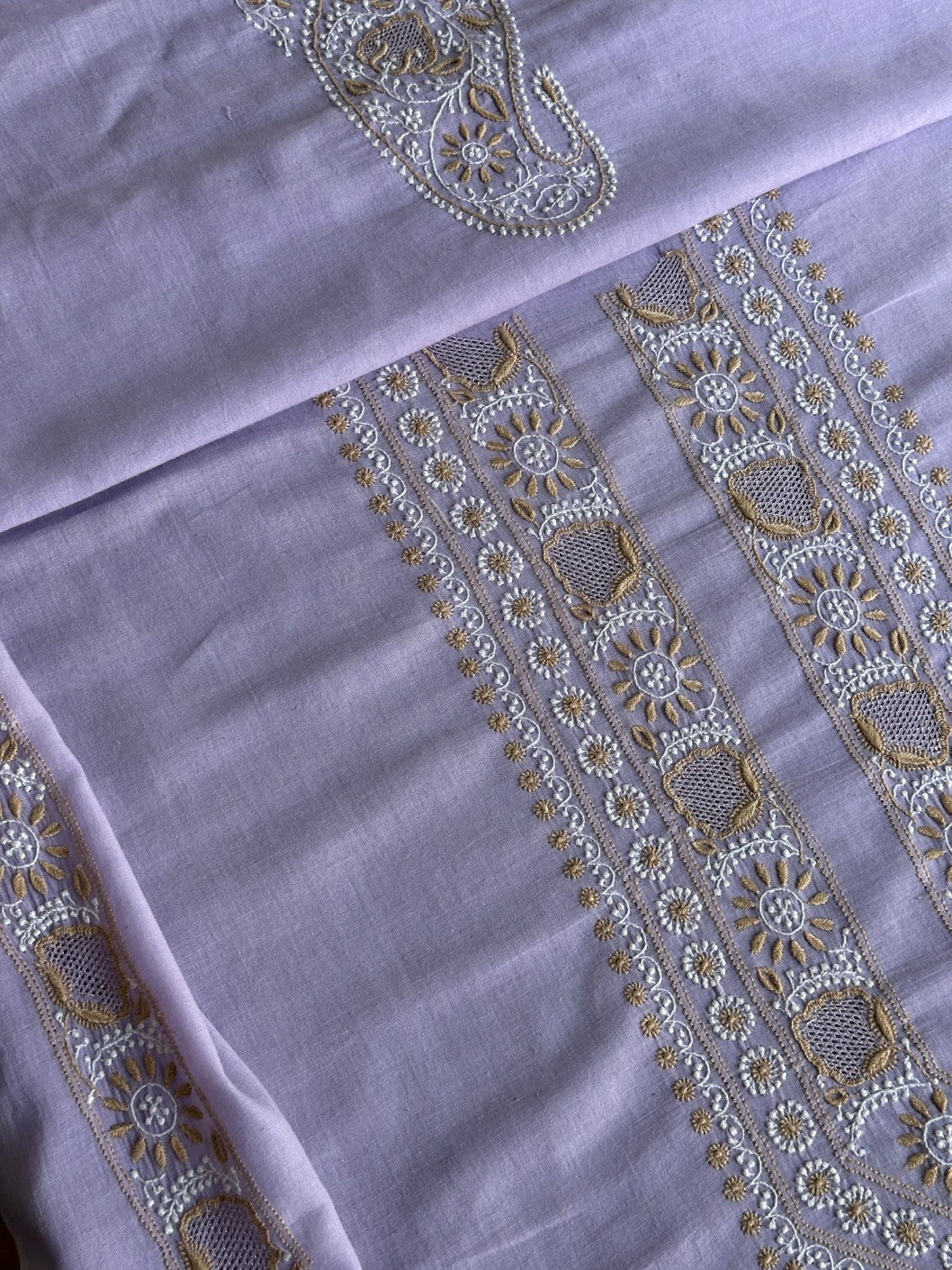 Lavender Shade Shade Unisex Chikankari Bengal Muslin Kurtas
