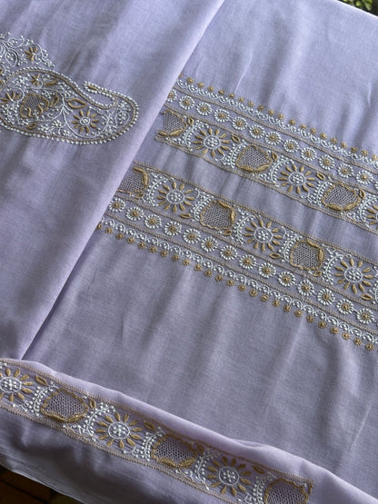 Lavender Shade Shade Unisex Chikankari Bengal Muslin Kurtas