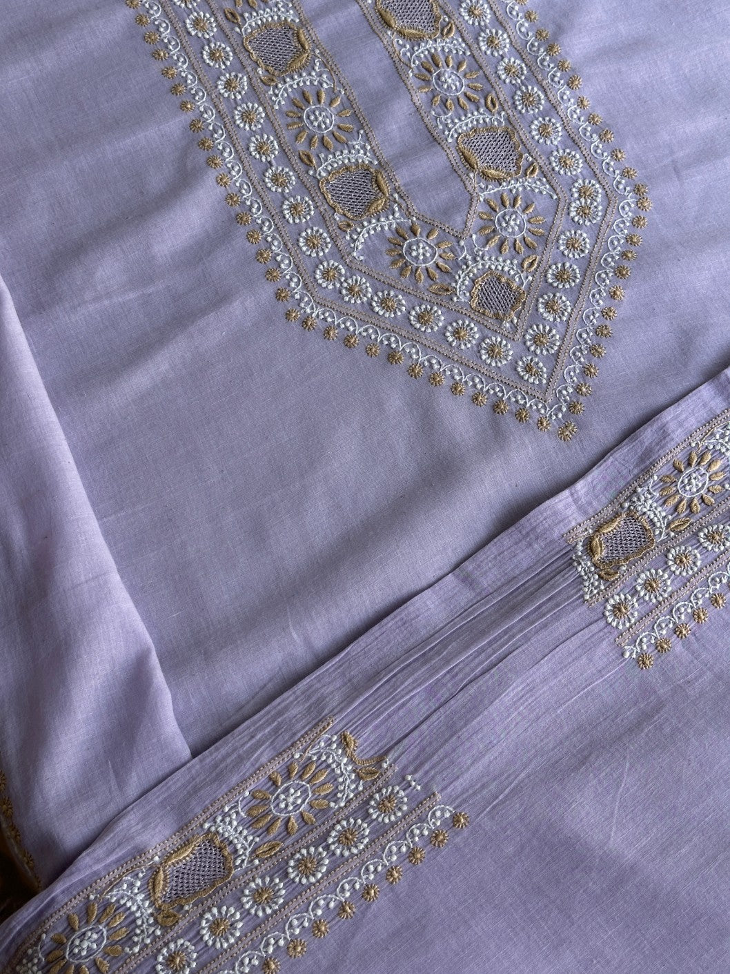 Lavender Shade Shade Unisex Chikankari Bengal Muslin Kurtas